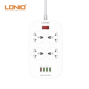 LDNIO SC4407 presa elettrica a 4 vie con caricatore USB a 4 porte ricarica rapida cavo di prolunga da 2m / 6 piedi presa multipla - Product Image 1