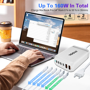 160W GaN Multi-Port <strong>USB</strong> Type C Fast Charger <strong>Multiple</strong> Ports With PD 3.0 &amp; QC4.0 20W <strong>Output</strong> <strong>Power</strong> for Desktop Mobile Phone <strong>Adapter</strong> - Product Image 2