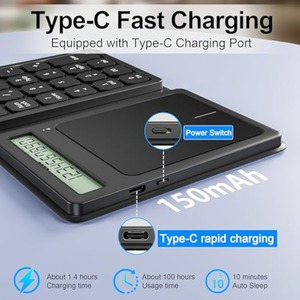 Teclado numérico inalámbrico Bluetooth plegable de contabilidad financiera portátil con calculadora de pantalla y panel táctil - Product Image 5