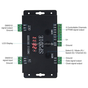DC5-24V SPI SP201E <strong>DMX512</strong> <strong>Decoder</strong> <strong>Controller</strong> 1024 Pixels for RGBIC <strong>LED</strong> Strip <strong>LED</strong> <strong>Decoder</strong> <strong>Controller</strong> 5CH for WS2812B <strong>WS2811</strong> - Product Image 2