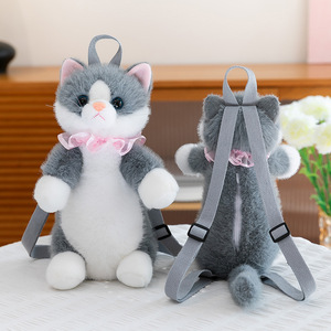 Fabbrica di simulazione personalizzata gattino farcito simpatici giocattoli di peluche per gatti bambole realistiche a forma di gatto zaino giocattolo grande borsa Ragdoll - Product Image 4