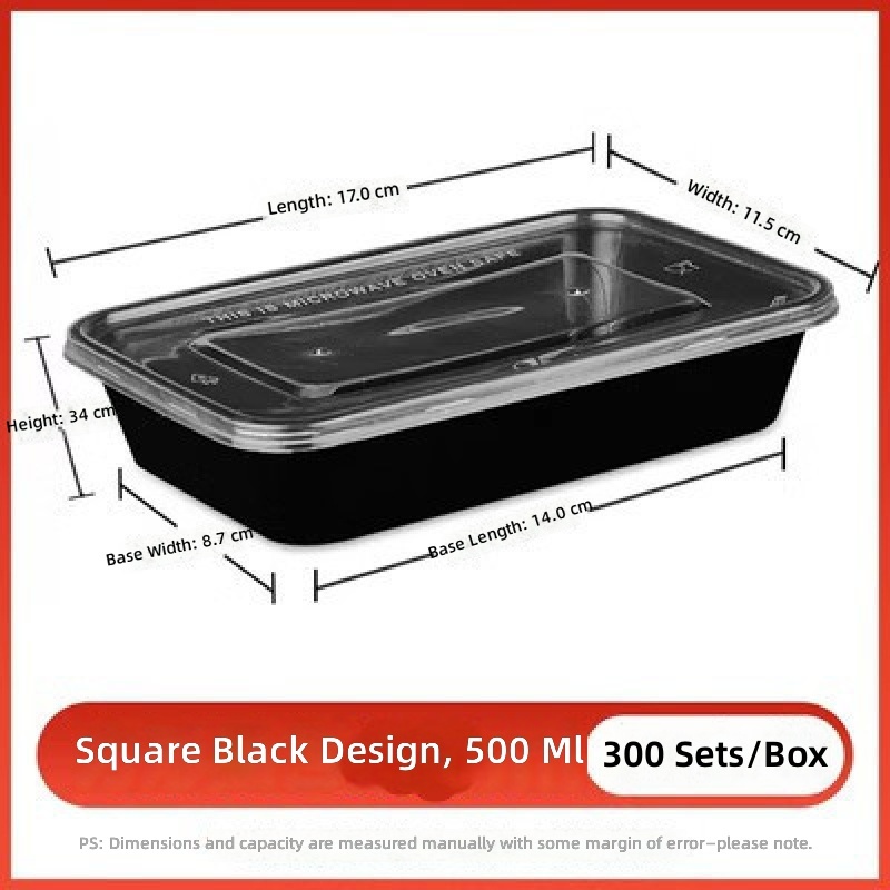 500ml - Base negra - 1 juego - Con tapa transparente