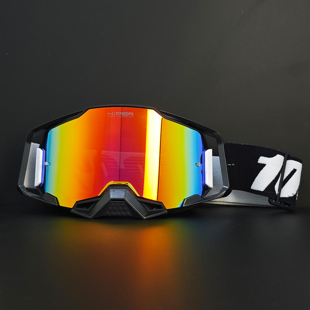 Black framed red lens glasses