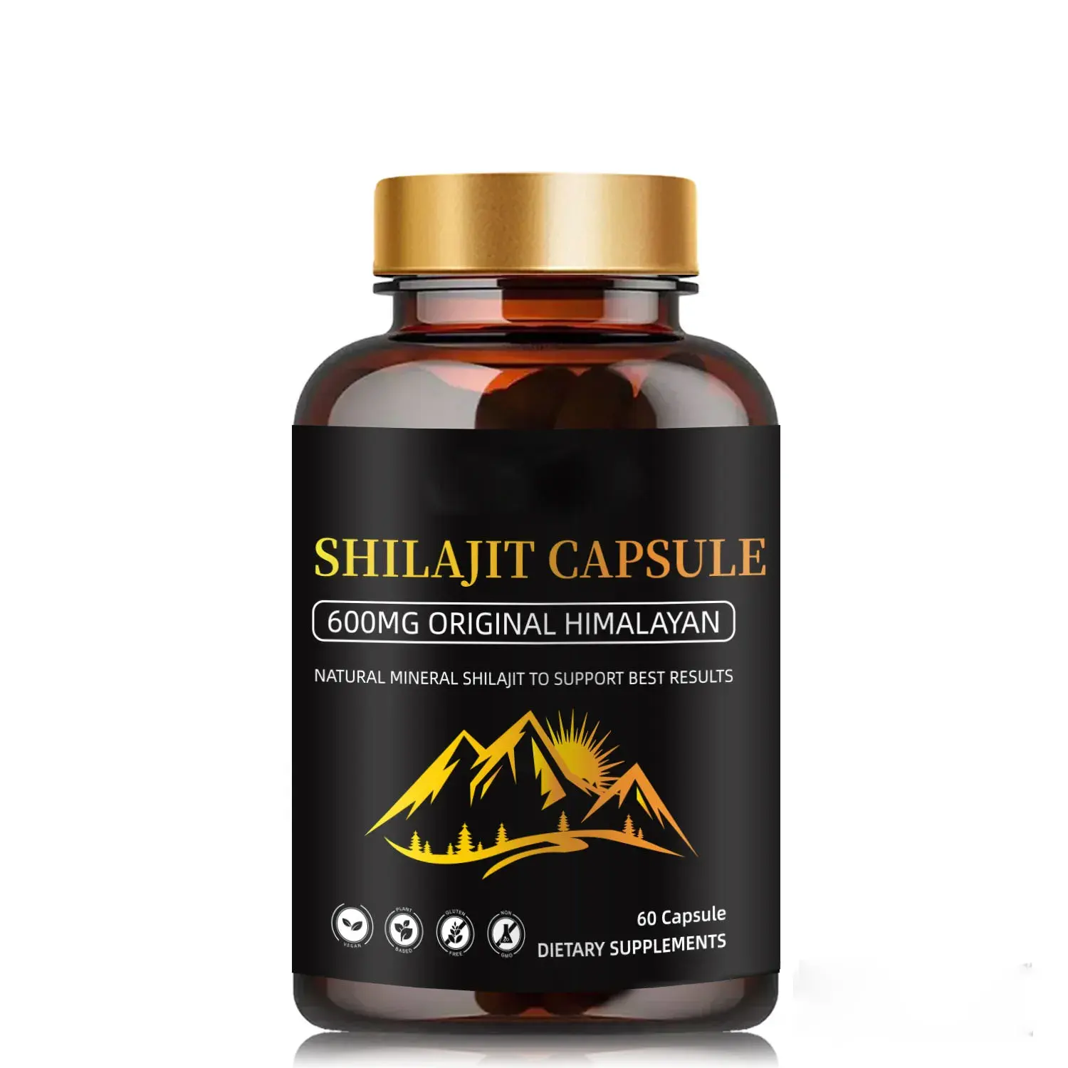 Approvisionnement d'usine Résine de Shilajit organique shilajit himalayen pur suppléments capsules 10% Acide Fulvique Liquide Résine de Shilajit d'or