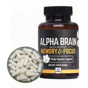 Cápsulas nootrópicas Suplemento cerebral Alpha GPC, L Theanine & Bacopa Monnieri Concentración de enfoque Mejora la memoria Nootropics Cerebro