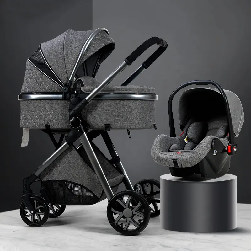 Dobrável peso leve tamanho da cabine carrinho de bebê crianças crianças infantil dormindo Junior 3 em 1 carrinho de bebê com assento de carro