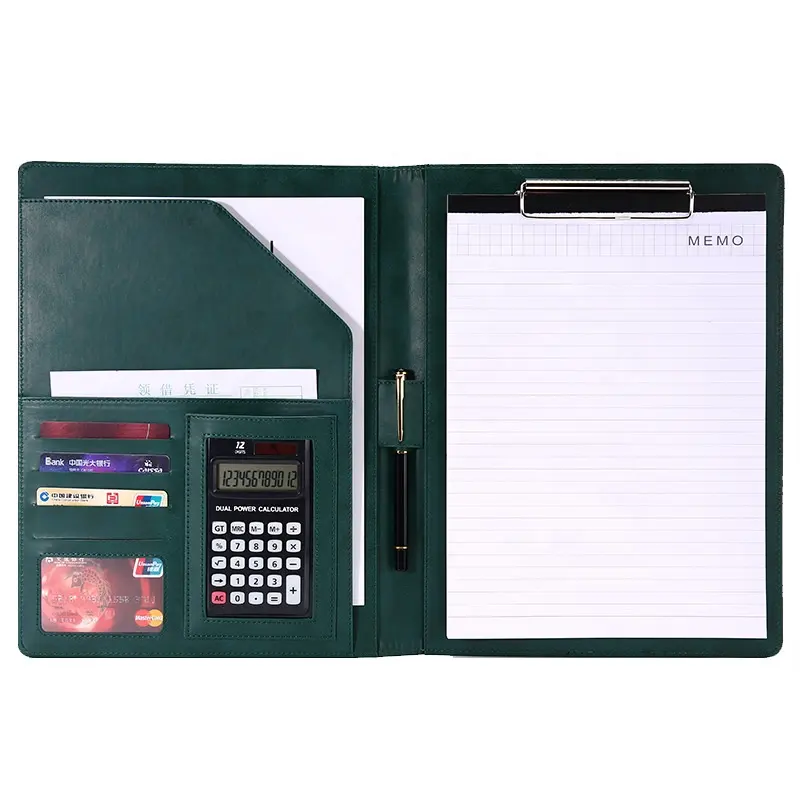 HYF 2024 New product Professional Custom Genuine Leather Business Portfolio Bag File Folder A4 Document Folder With Card Holder