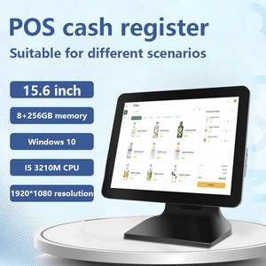Máquina de dispositivo POS de pantalla táctil capacitiva de 15,6 pulgadas de fábrica con sistemas de caja registradora de software Win10