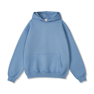 Otoño e invierno 350GSM Sudadera con capucha en blanco para hombre Color sólido Tela de lana gruesa Sudadera con capucha de gran tamaño Sin cuerda - Product Image 5