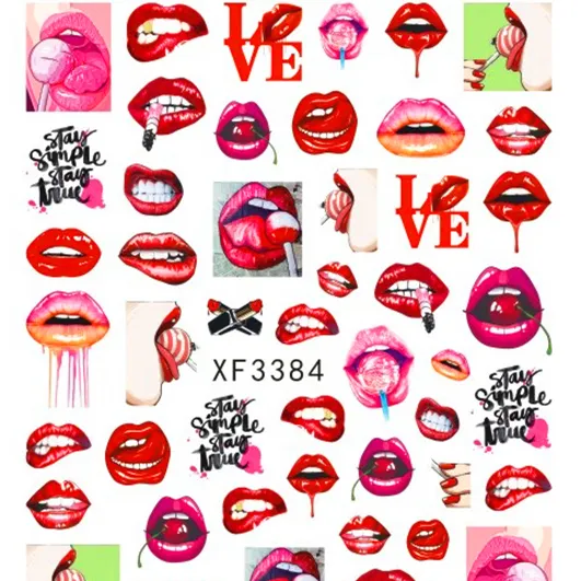 Popular Red sexy lips Nail Art Stickers for Nail Decoration