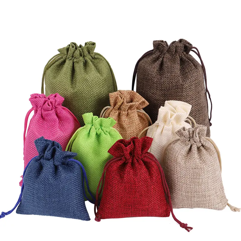 Sacchetti di sacchi regalo in tela di iuta naturale personalizzati sacchetti di canapa con coulisse piccoli sacchetti di iuta