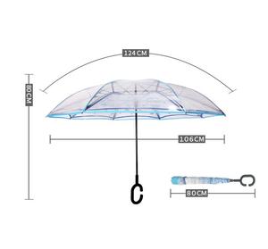 现代双层防风透明樱花倒伞透明反C手柄女士雨具 - Product Image 2