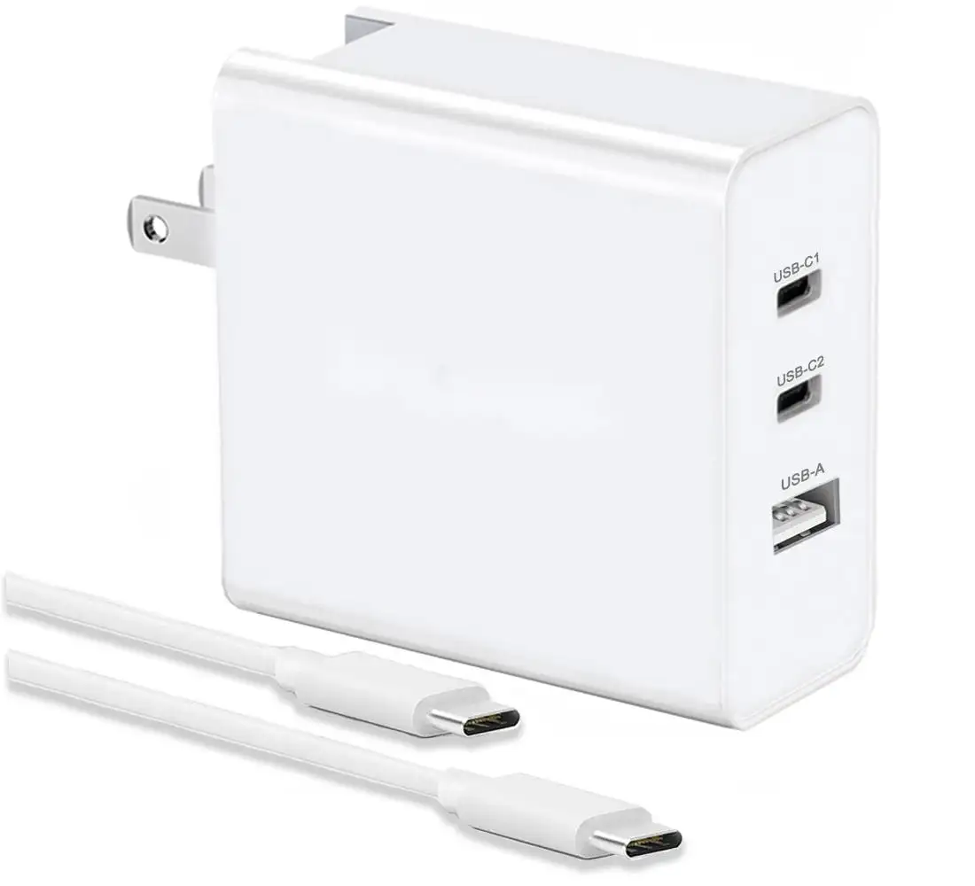 Cargador de pared USB C portátil GaN Tech, 65W, 3 puertos, USB-C QC PD 3,0, adaptador de corriente USB C, cargador de pared