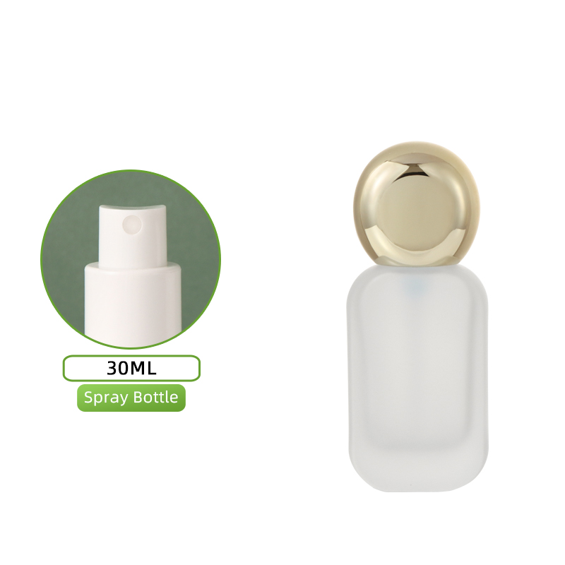 Flacon givré 30 ml - vaporisateur blanc + couvercle doré "Dieu Soleil"