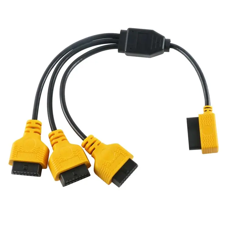 Venta al por mayor OBD2 conector de Cable de coche Universal OBD 2 adaptador de 1 a 3 Divisor de Cable 16pin OBDII macho a hembra Cable de extensión