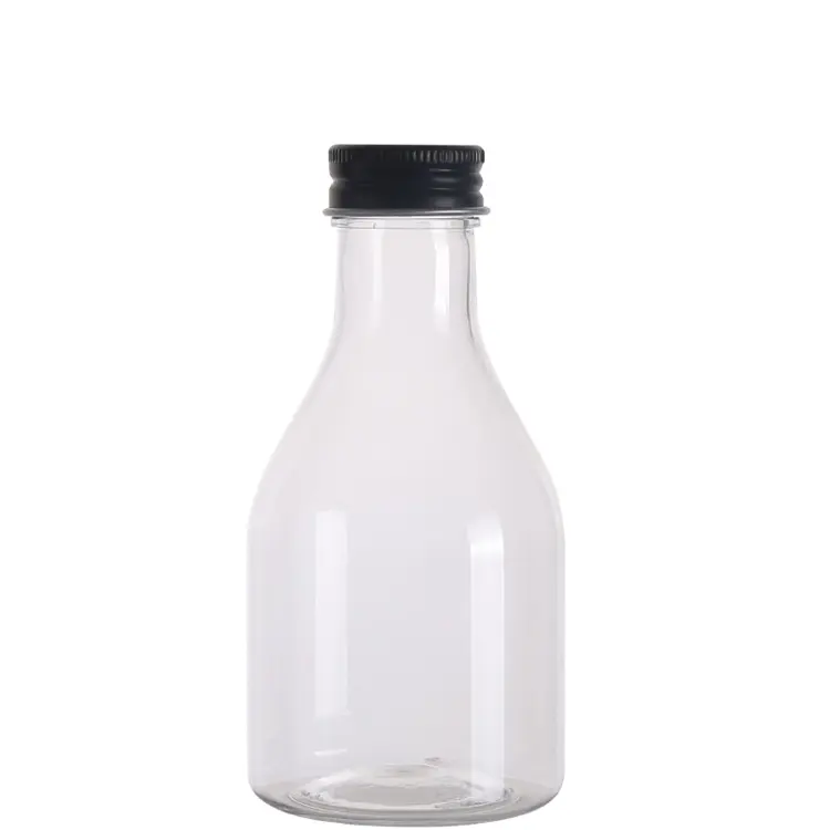 OEM personalizado nueva gran oferta de calidad alimentaria 250ml botella de agua de plástico PET vacía con tapa de rosca de aluminio para jugo o leche fabricante de embalaje/al por mayor