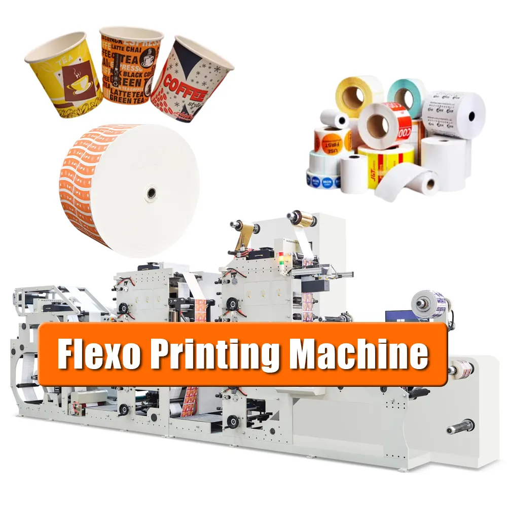 מכונת חיתוך והדפסה אוטומטית של כוס נייר פלקסו מדפסות פלקסוגרפיות מכונת דפוס פלקסו מגלגל לגלגול