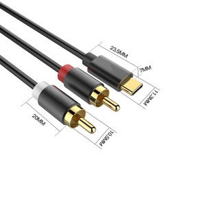 批发类型-C至双<span class=keywords><strong>RCA</strong></span>音频电缆辅助辅助立体声Y分离器适配器线USB C至2 <span class=keywords><strong>RCA</strong></span>转换器电缆