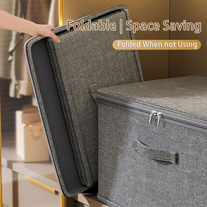 Storage Bins with Zipper Portable Kids <strong>Toy</strong> Storage Boxes With Handles Linen Clothes Storage <strong>Box</strong> for Cabinet - Product Image 4
