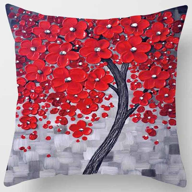Fond gris avec fleurs rouges 1