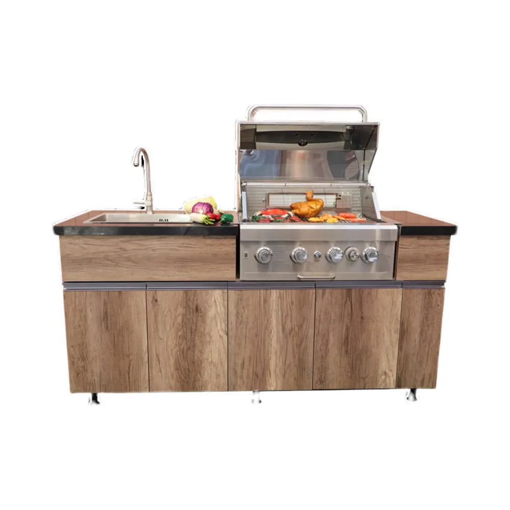 Novo Jardim Quintal Armários Fabricante Aço Inoxidável Outdoor Kitchen BBQ Grill Cabinet