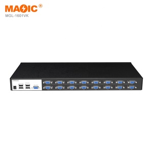 16端口自动Kvm Vga交换机16进1出Usb 2.0 Kvm交换机视频切换器带电缆的USB集线器