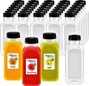 Özel temizle kare boş plastik şişe suyu dolum 10oz 12oz 14oz şeffaf PET içecek plastik şişe ile vidalı kapak