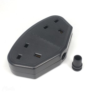 2 Gangs UK <strong>Trailing</strong> <strong>Socket</strong> Black <strong>Socket</strong> 13A 250V Type-G Double Female Extension Power Plug Adapter - Product Image 1