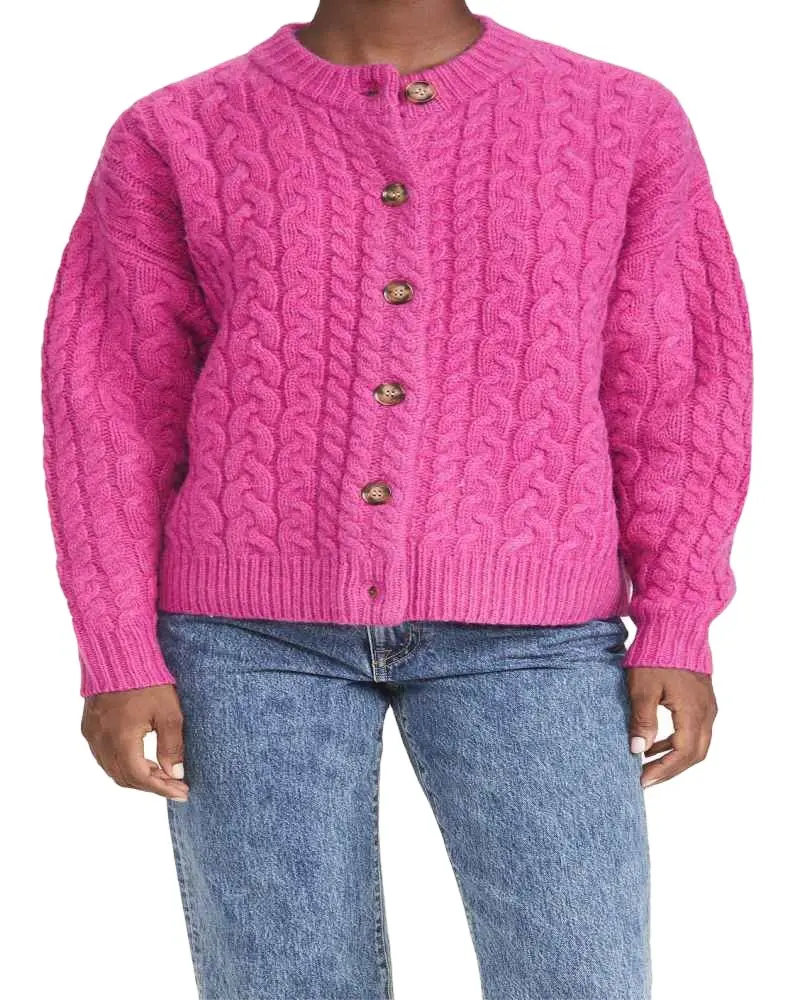 Damen Custom Traditional Fashion Kabel Front Open Tops V-Ausschnitt Cardigan Sweater für Damen