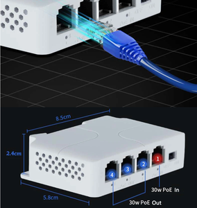 4-Port Poe Extender/Injector with DC48V <strong>Input</strong> and <strong>Output</strong> Supports Data and Power Transmission Network <strong>Switches</strong> Product - Product Image 6