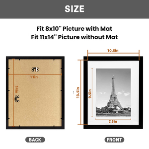 11 <strong>X</strong> 14 Picture <strong>Frames</strong> Made of Wood and High Definition Glass Display Pictures 8x10 with Mat