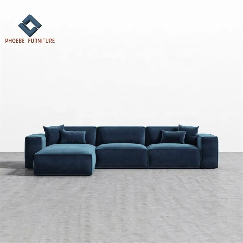 Super confortevole soggiorno moderno modulare senza gambe 4 posti sezionale a basso costo divano divano a forma di l set