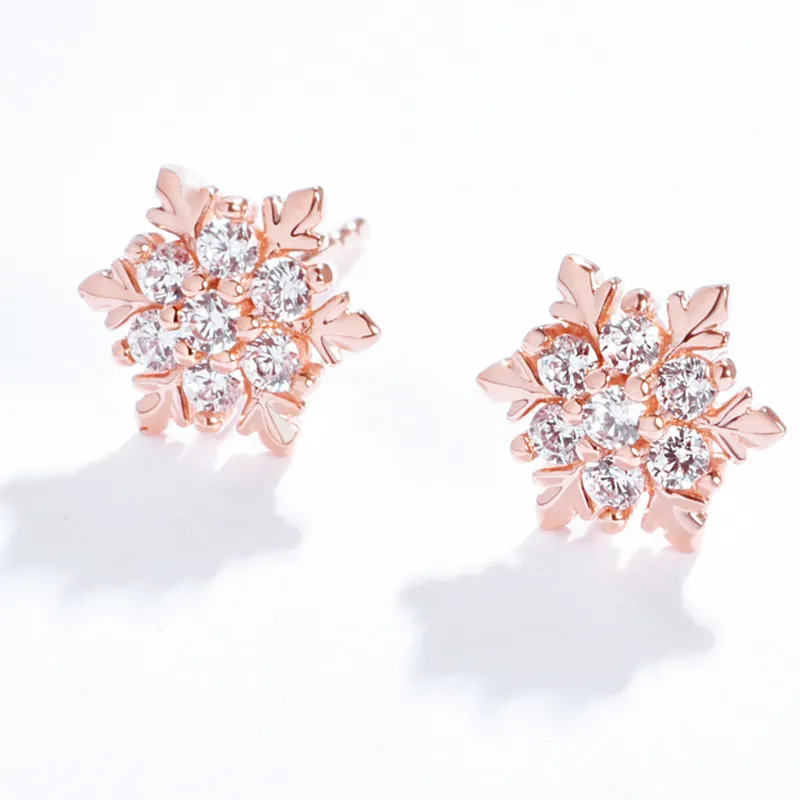 Edelweiss 18k gold earrings rose gold Moissanite simple temperament ins Japanese and Korean style personalized jewelry