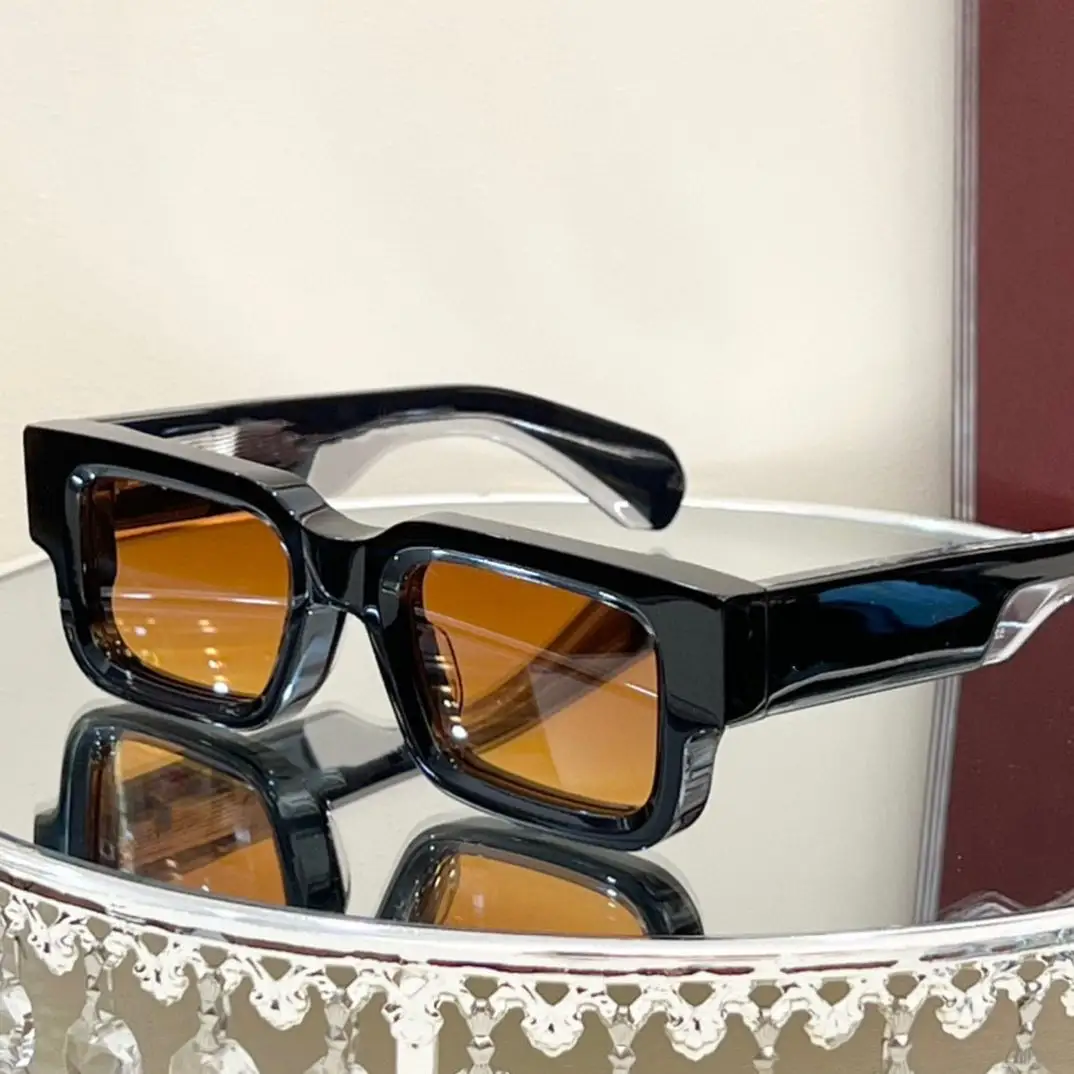 Listo Stock Vintage Marcos gruesos Gafas de sol cuadradas Gafas de sol polarizadas de acetato TAC de alta calidad Mujeres Hombres Logotipo personalizado 2024