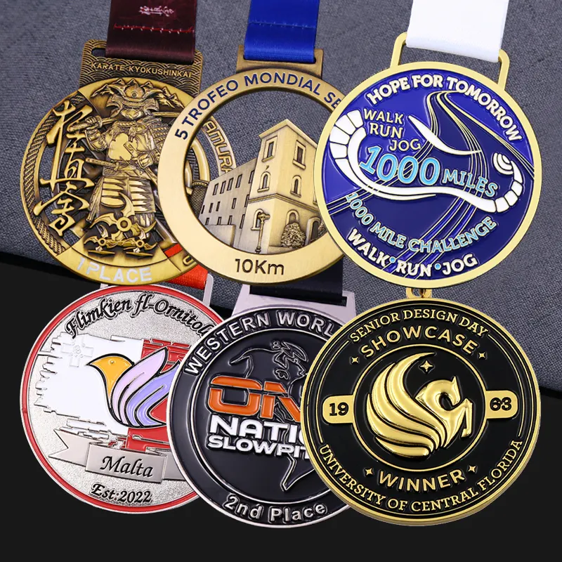 Ouro personalizado 5k 10K correndo natação futebol metal personalizado maratona finisher esportes medalhas fabricante para medalhas