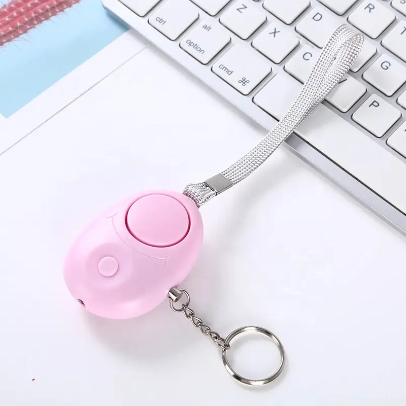 Personal Protection Self-defense Keychain Pink Compact Durable Self Defense Siren Safety Alarm For Women Keychain With LED Light