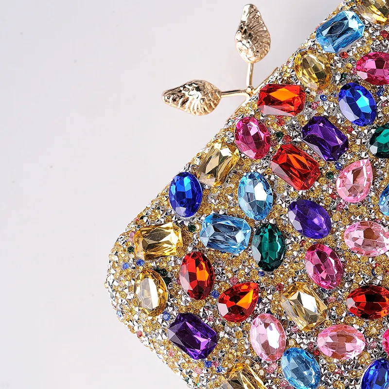 Tas tangan mewah untuk wanita, tas genggam pesta malam berlian imitasi indah dengan warna desain baru 2023