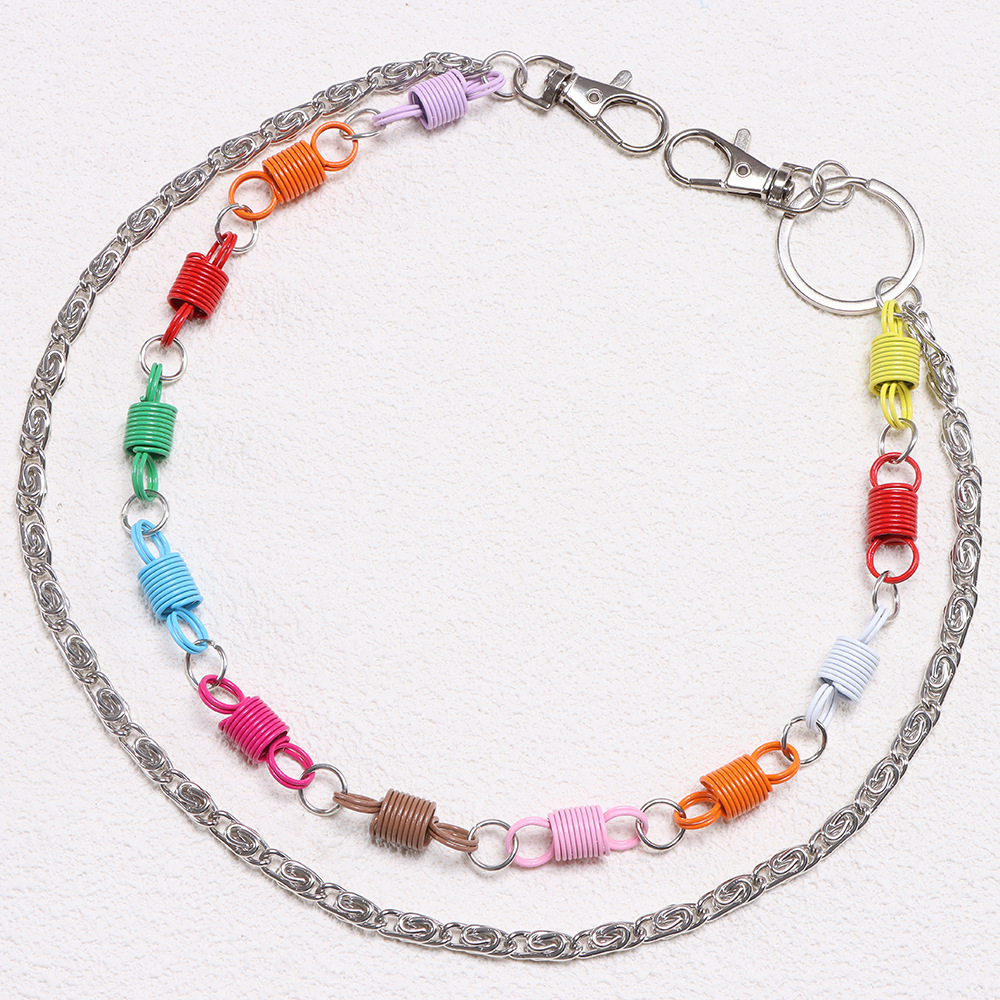 Double-layer colored spring trouser chain