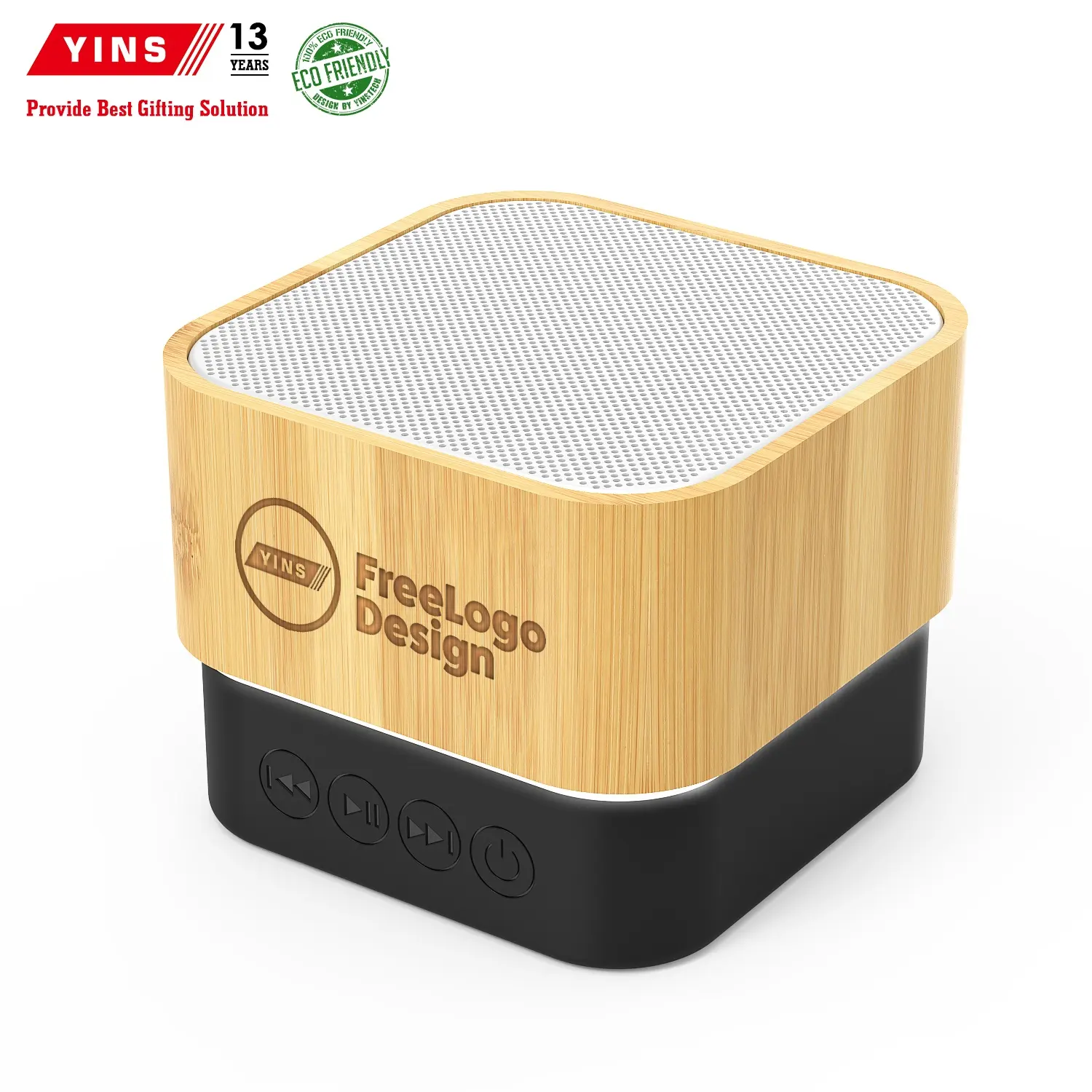 ECO friendly recycle Cube Wooden Bamboo mini pocket promotional gift wireless portable bluetooths blue tooth speaker