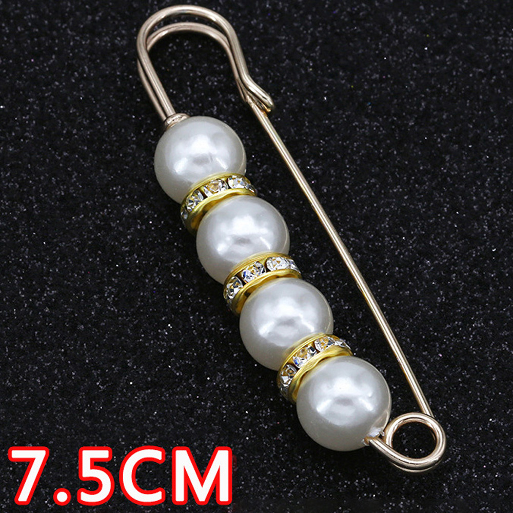 YJ009 Four White Faux Pearl Golden Brooch (7.5 cm)
