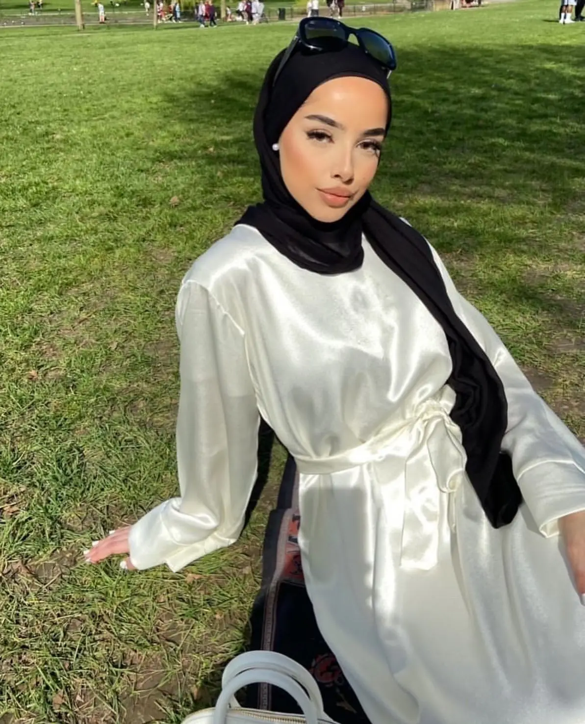 Abaya-vestido de satén para mujer, vestido largo informal de manga larga, abaya cerrado