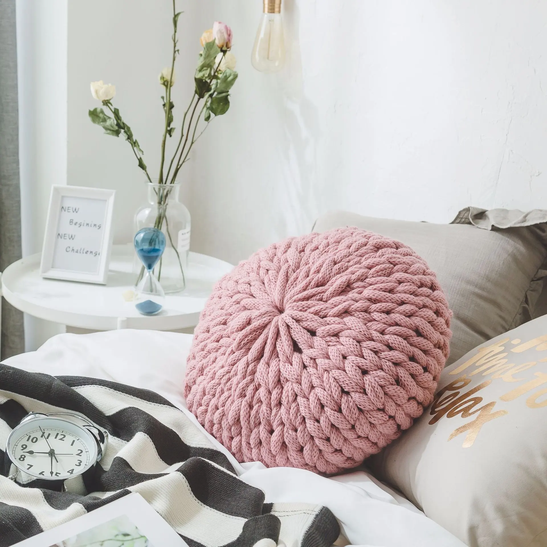 2020 High quality Throw Pillow Knit Cushion Chunky Yarn Knitted Cushion Home Decorative Sofa Seat Cushion