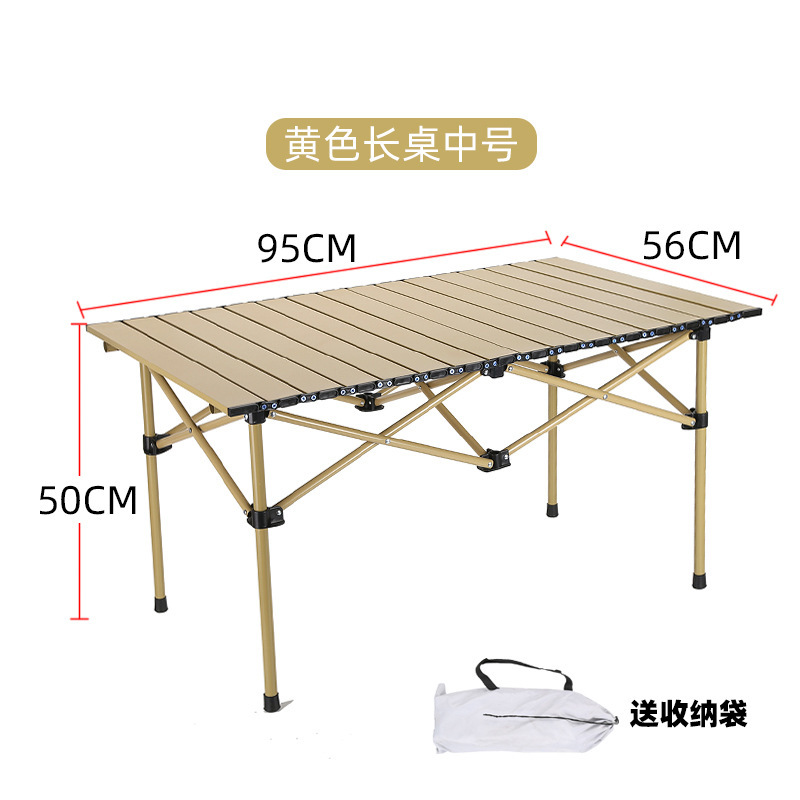 Mesa amarilla de 95 cm de largo (con bolsa de almacenamiento)