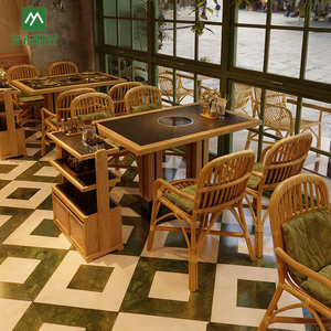 Tùy chỉnh hiện đại lẩu nhà hàng lửa Đá Bàn ăn thân thiện với môi bền thương mại đồ nội thất thịt nướng sofa bàn ghế Bộ - Product Image 4