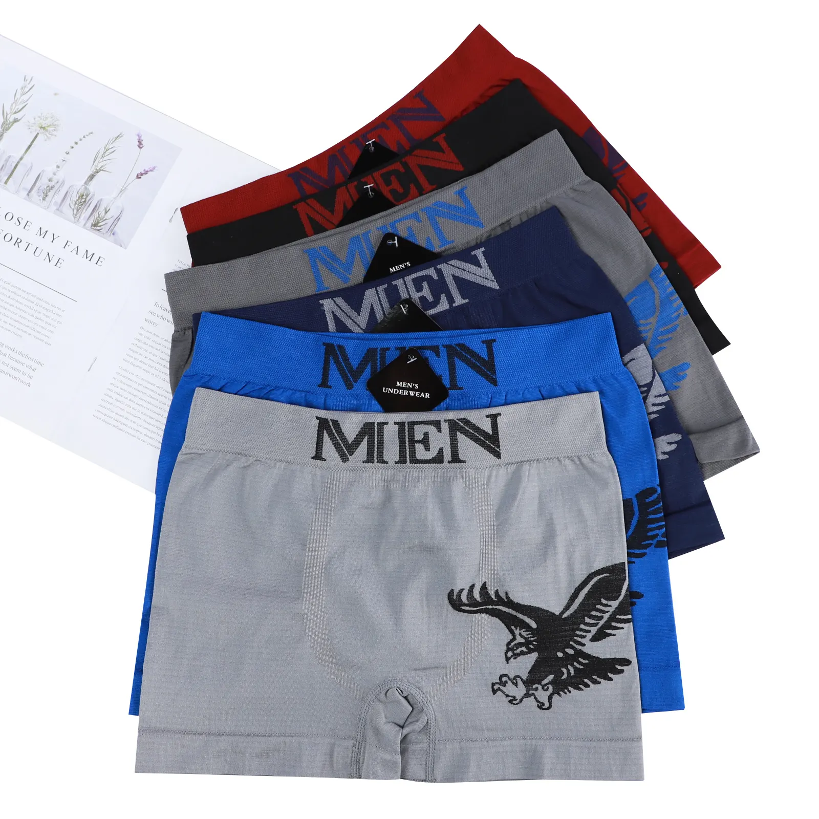 Roupa íntima costura personalizada uokin 90 poliamida, 10 elásticos, cuecas boxer, roupa íntima para homens a0414