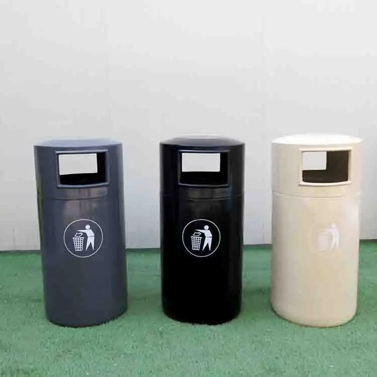 Round Fiber Glass Steel Garbage Trash Can Waste Bin With Steel Separate Bucket