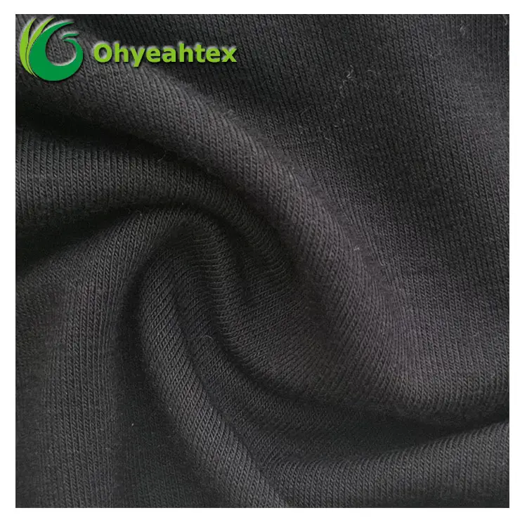 Warehouse Stock Black Bamboo Spandex Jersey Fabric For T-Shirts And Clothes