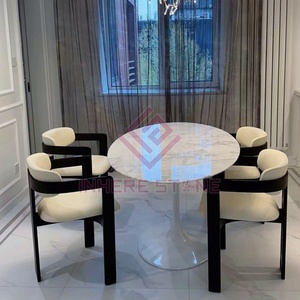 Sang Trọng Tự Nhiên Bằng Đá Cẩm Thạch Trắng Bianco Statuario Venato Hình Bầu Dục Bàn Ăn Hiện Đại Trung Tâm Thanh Lịch Cho Nhà Bếp Phòng Ăn - Product Image 5