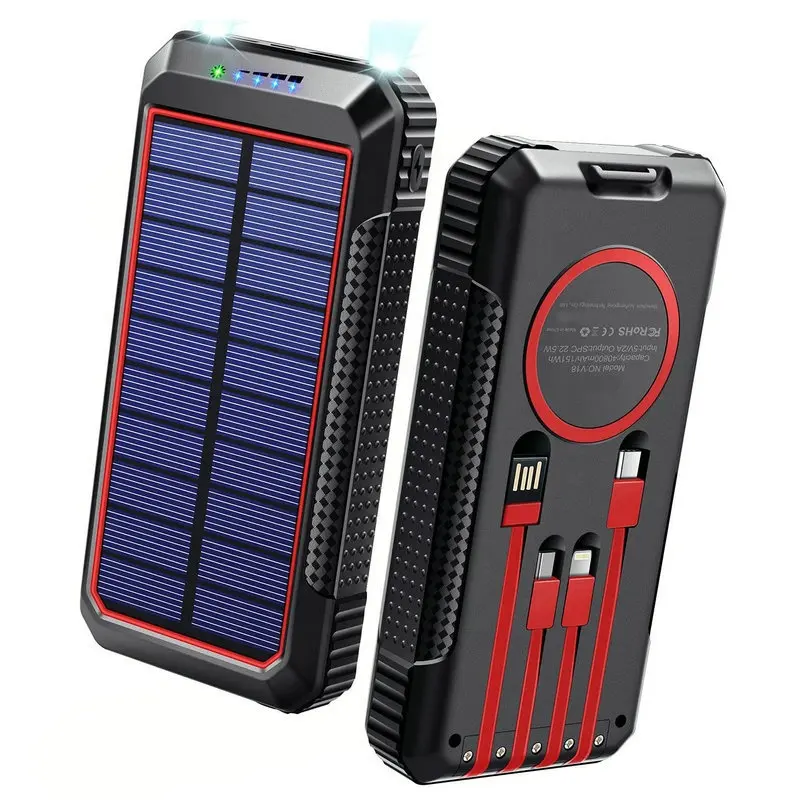휴대용 마그네틱 배터리 팩 여행 파워 스테이션 30000mah 무선 충전기 케이블 태양 광 발전 은행과 자기 전원 은행