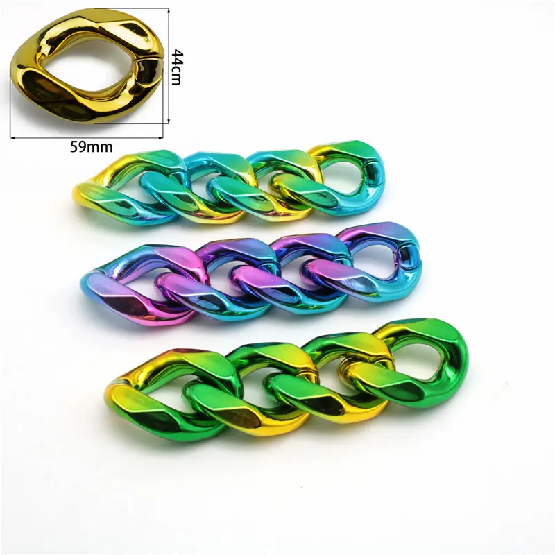 UV warna pelangi akrilik Tautan cincin putar konektor Tautan Chunky cepat untuk pembuatan perhiasan rantai 44mm * 59mm